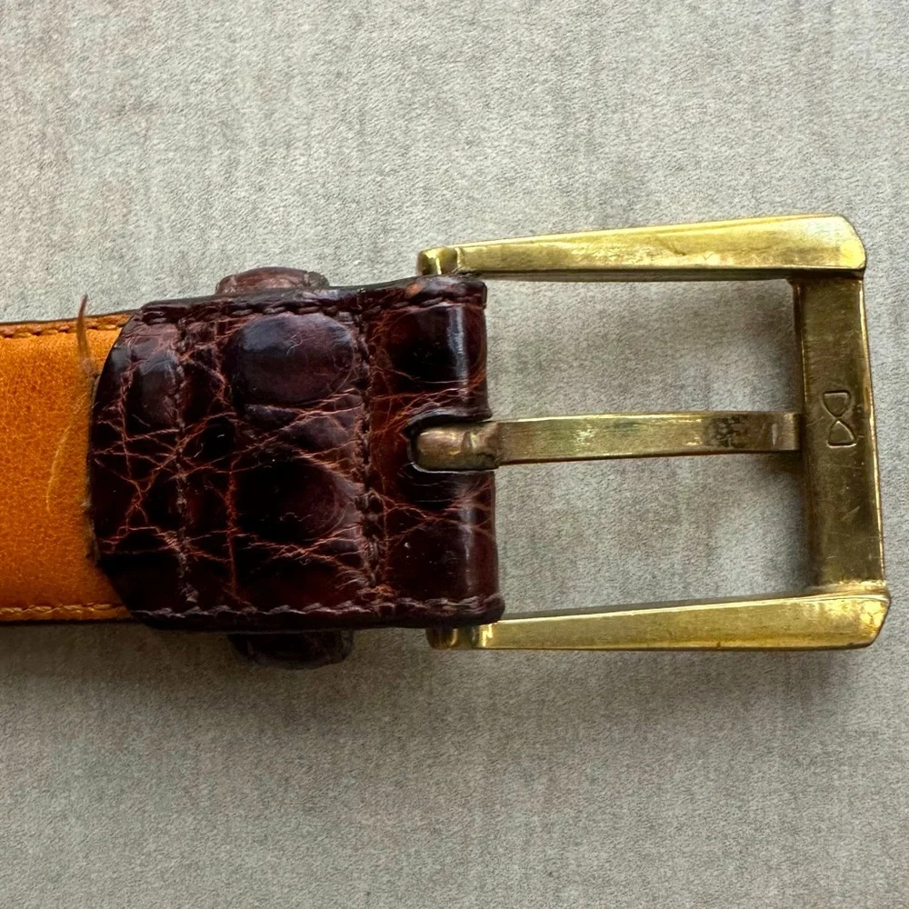Paul Stuart Genuine Alligator Brown Belt - 36